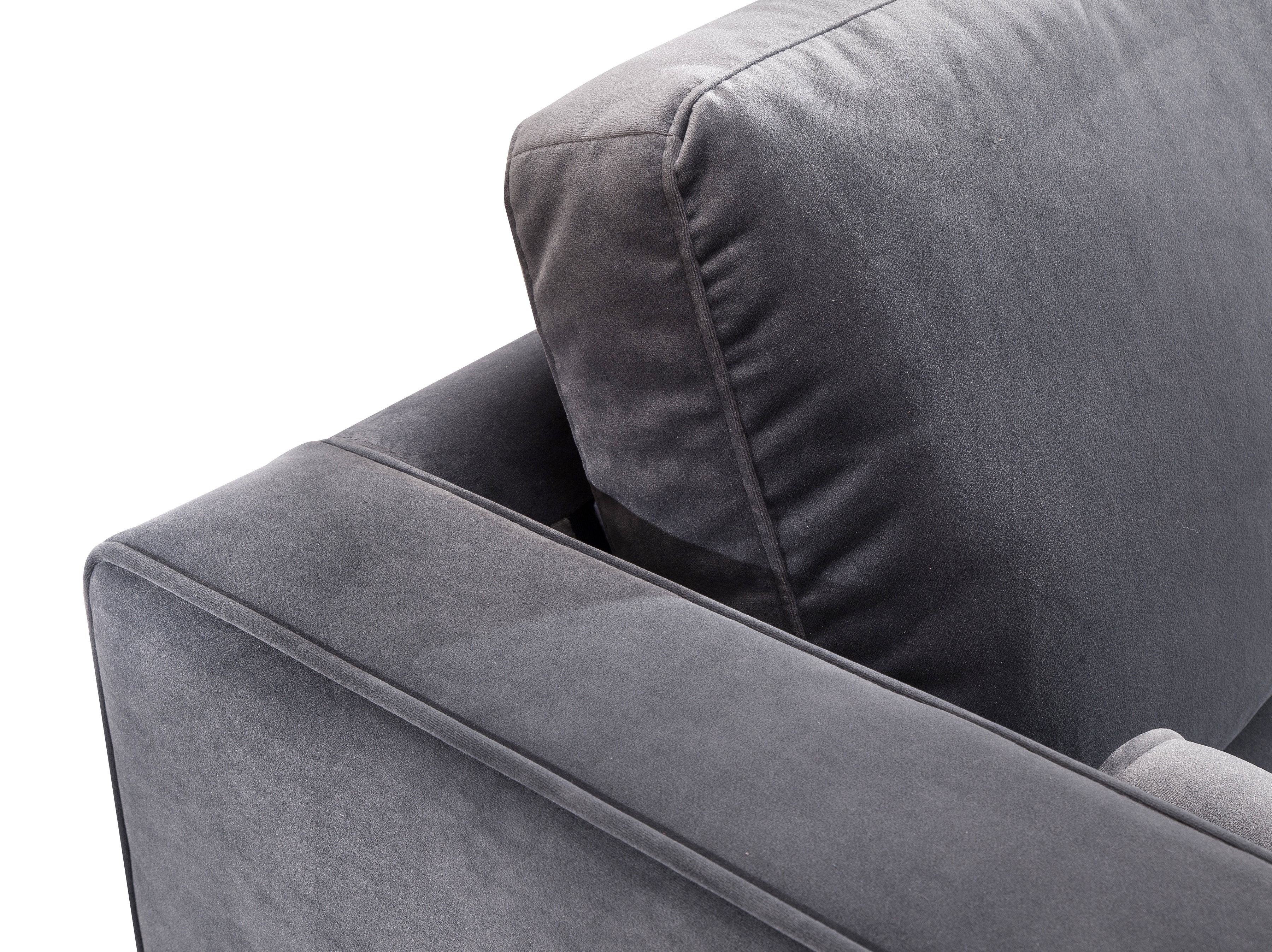COMO GREY VELVET SECTIONAL RAF thumbnail 5