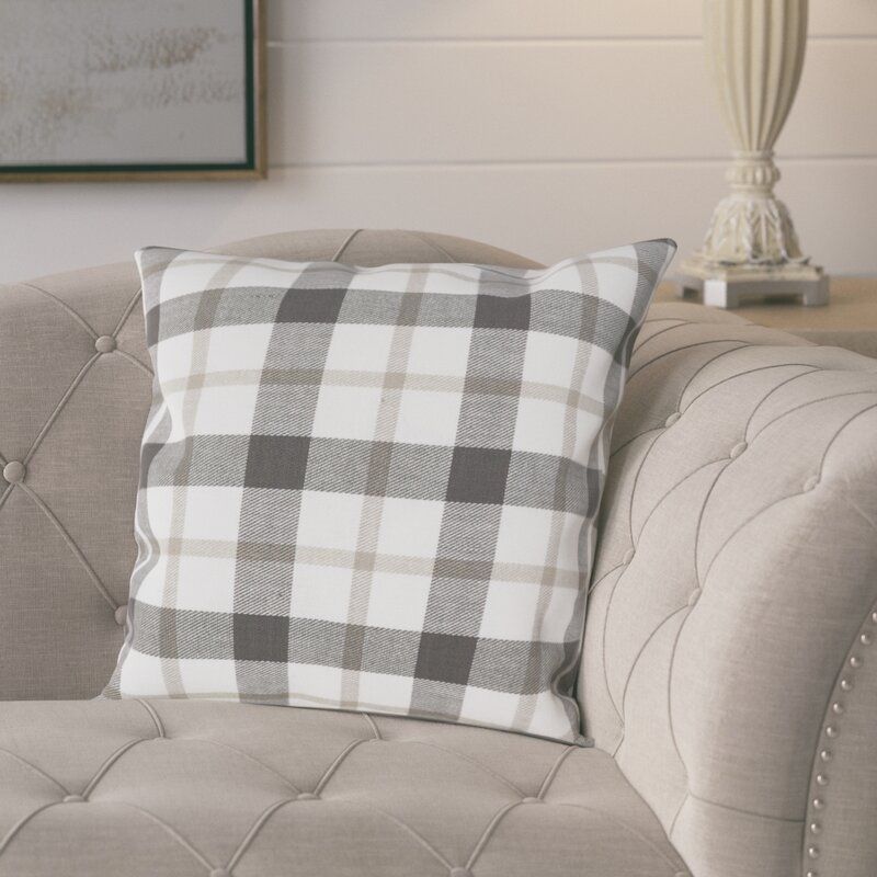 Lucerne Cotton Down Plaid Throw Pillow With Insert-20"x20" thumbnail 2