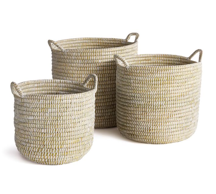 Dahlia White Rivergrass Handled Baskets thumbnail 2