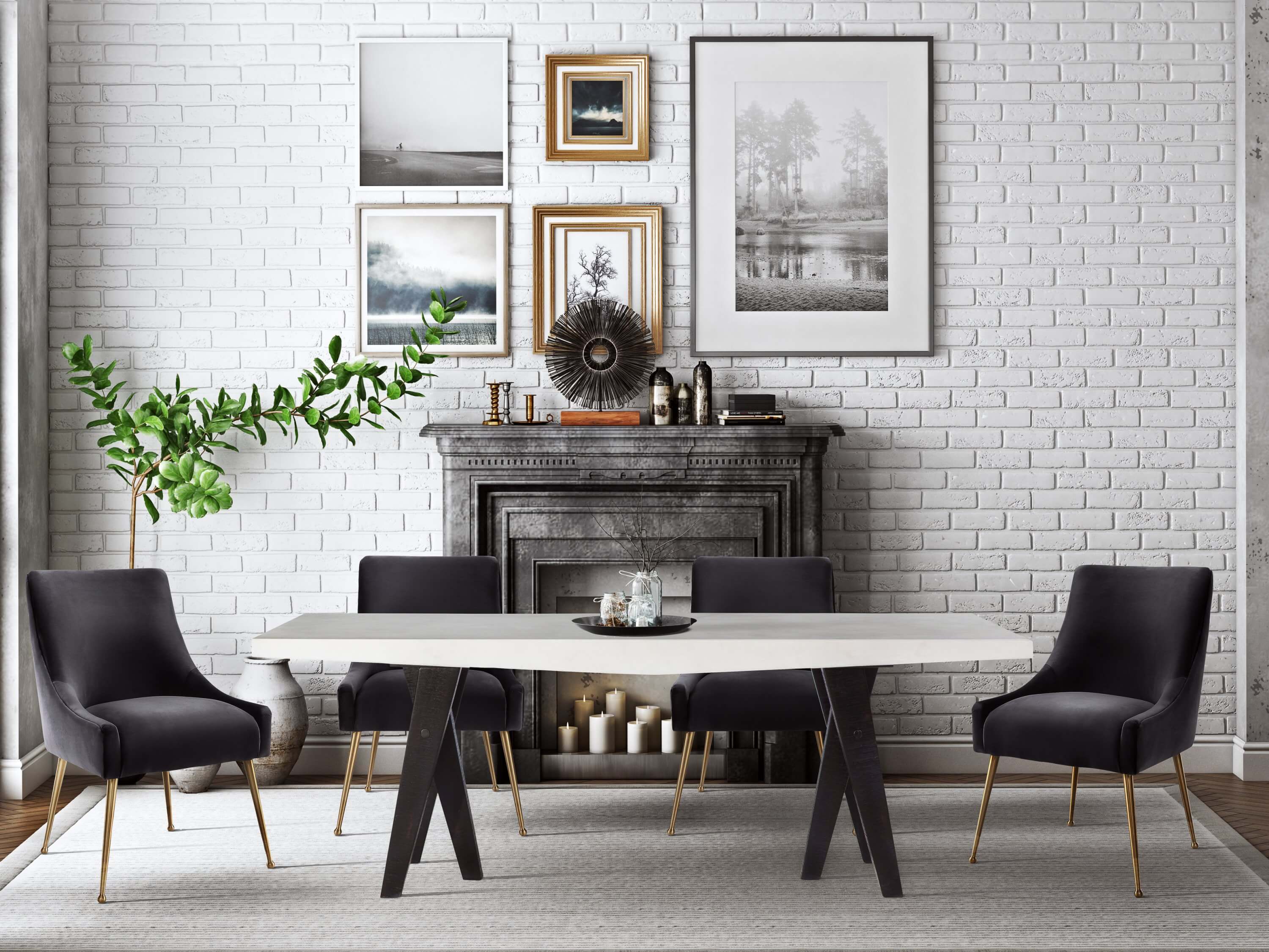 Tori Velvet Side Chair - Charcoal thumbnail 7