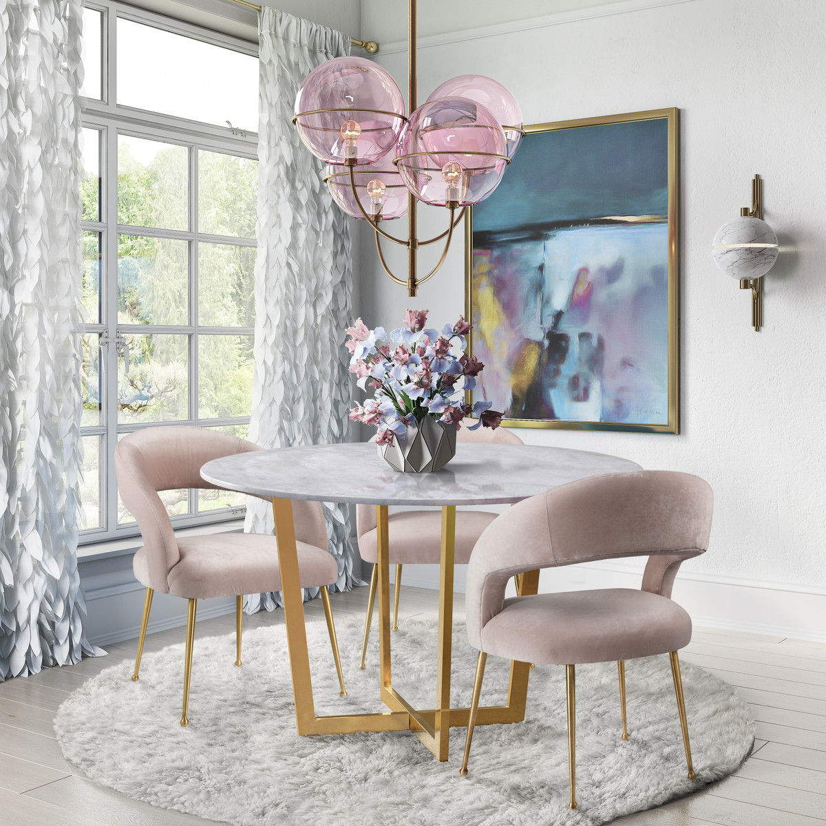 Rory Velvet Dining Chair - Blush thumbnail 5