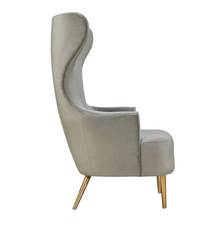 Victoria Grey Velvet Wingback Chair thumbnail 4