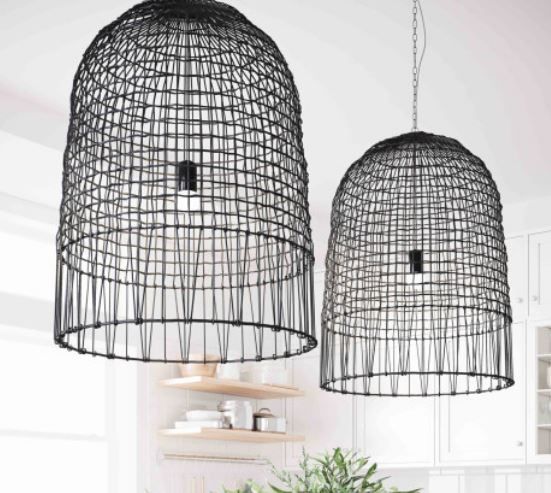 Cage Black Rattan Pendant thumbnail 2