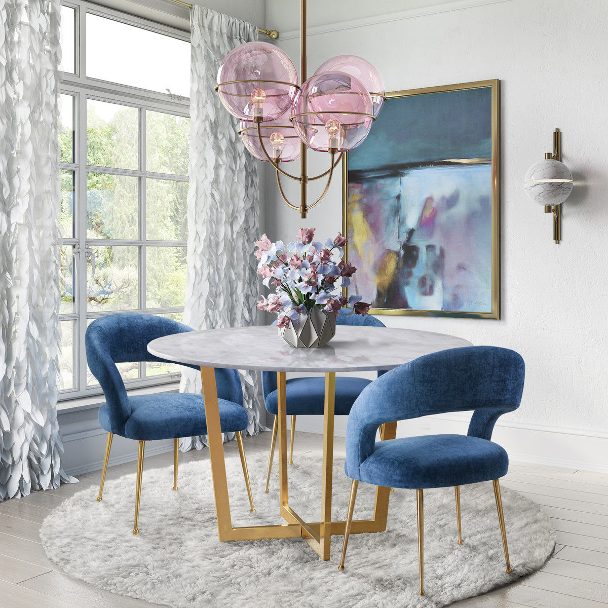 Rory Velvet Dining Chair - Navy thumbnail 5