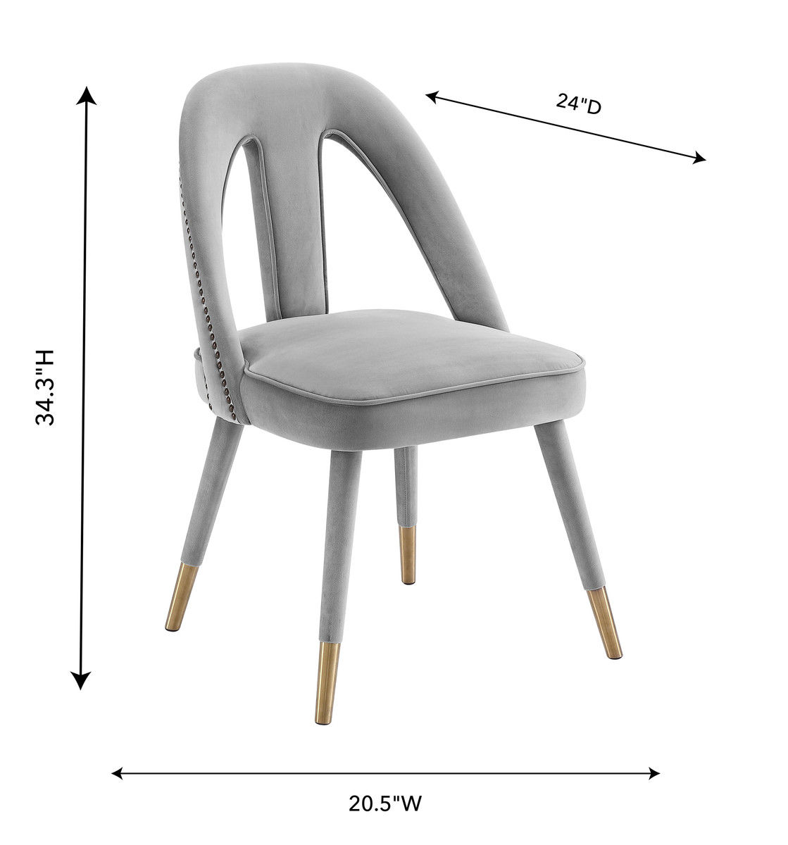 Petra Light Grey Velvet Side Chair thumbnail 5