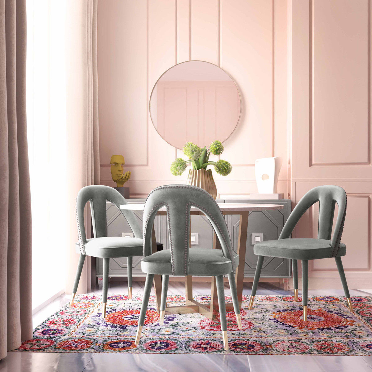 Petra Light Grey Velvet Side Chair thumbnail 6