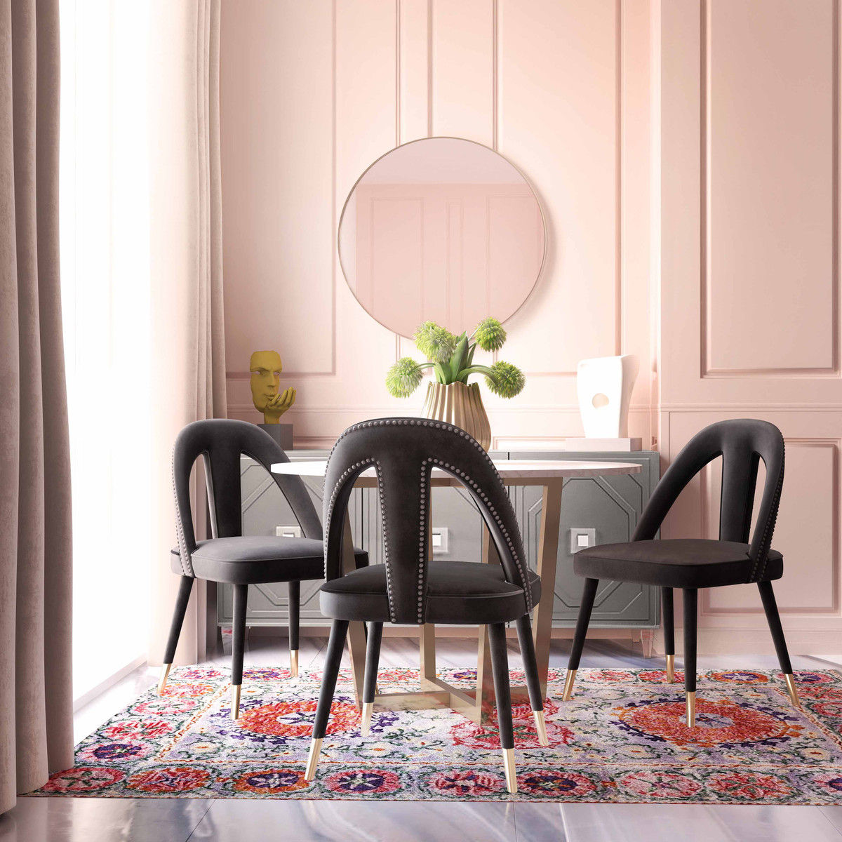 Petra Light Grey Velvet Side Chair thumbnail 6