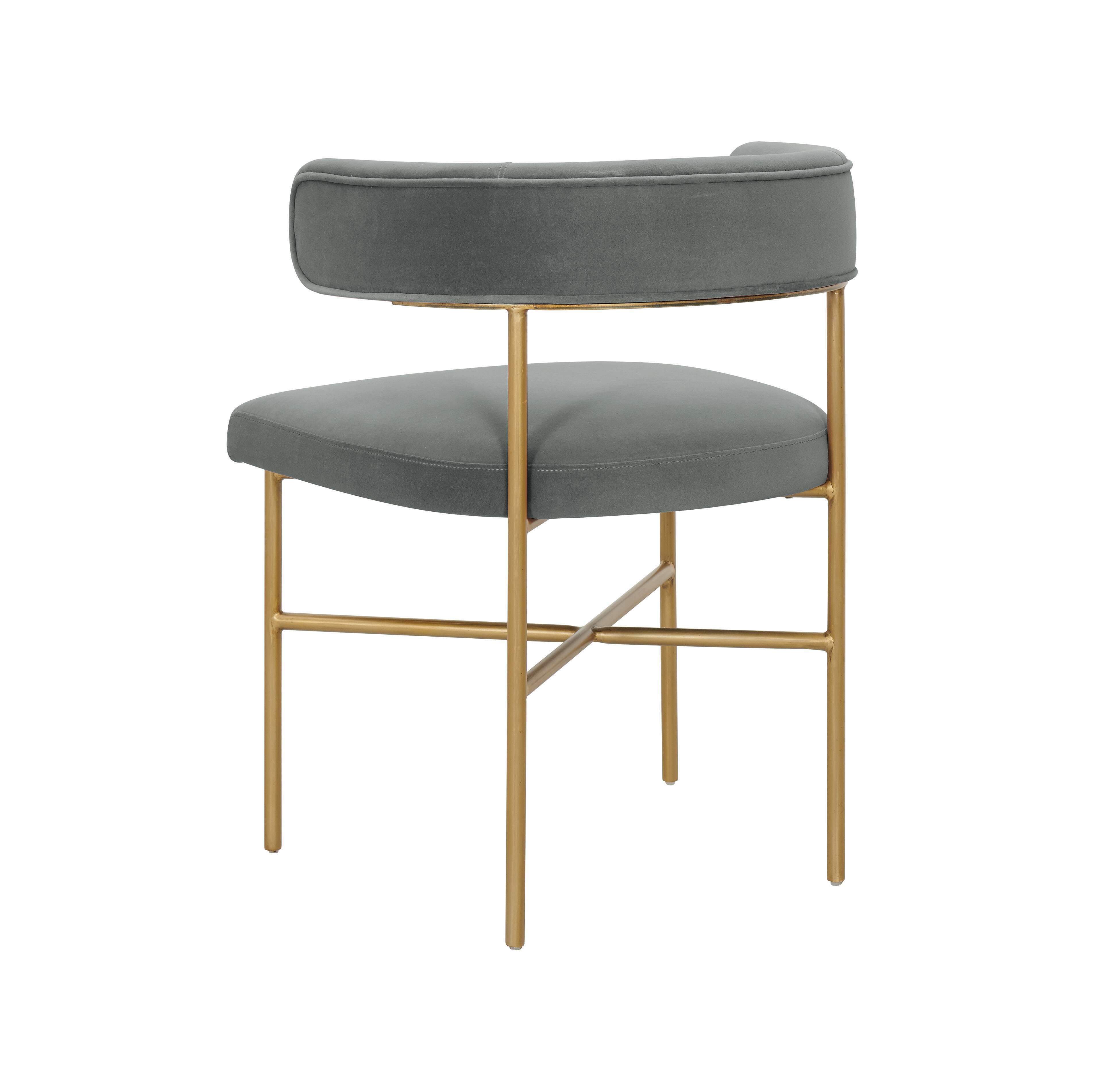 Grace Performance Velvet Chair In Grey thumbnail 2