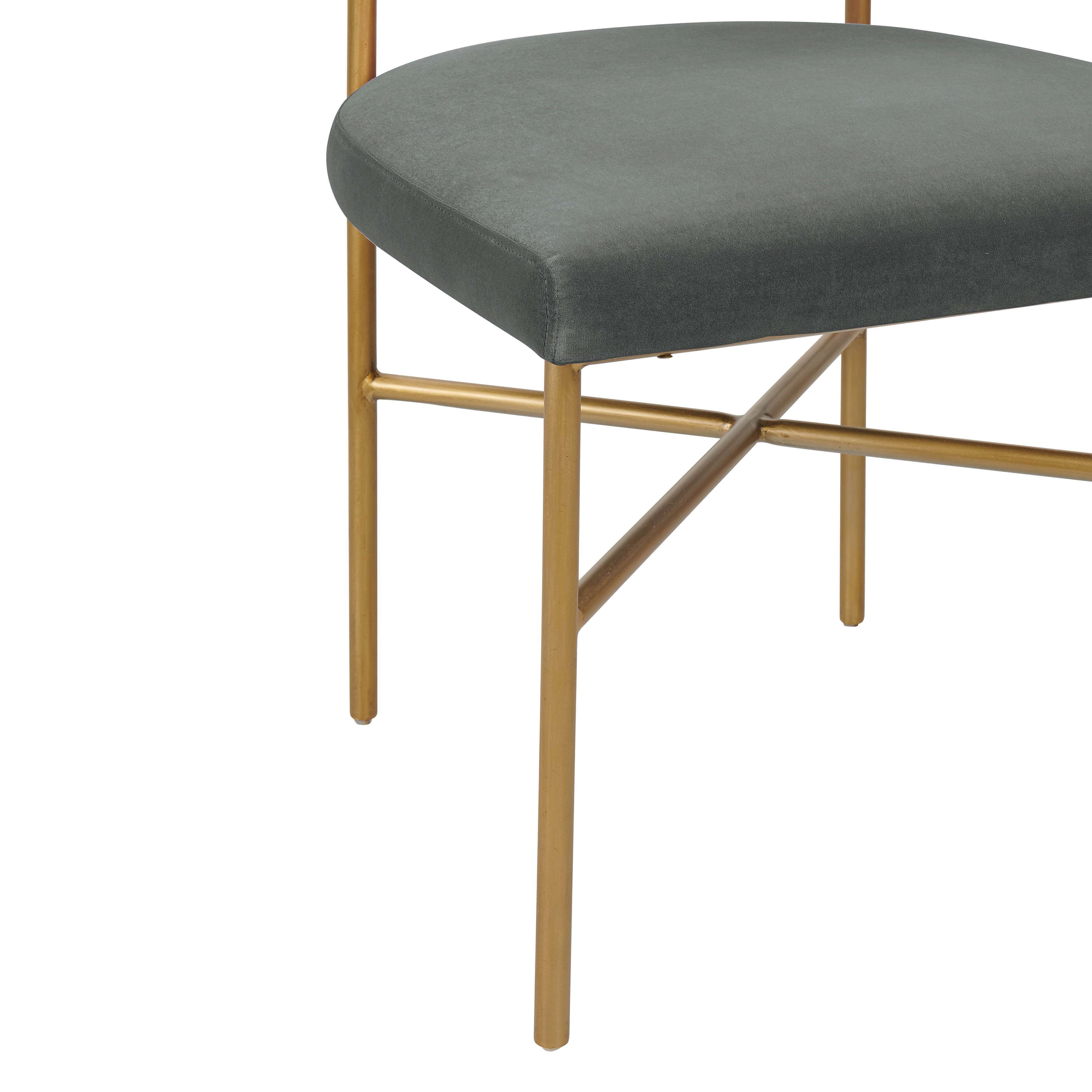 Grace Performance Velvet Chair In Grey thumbnail 3