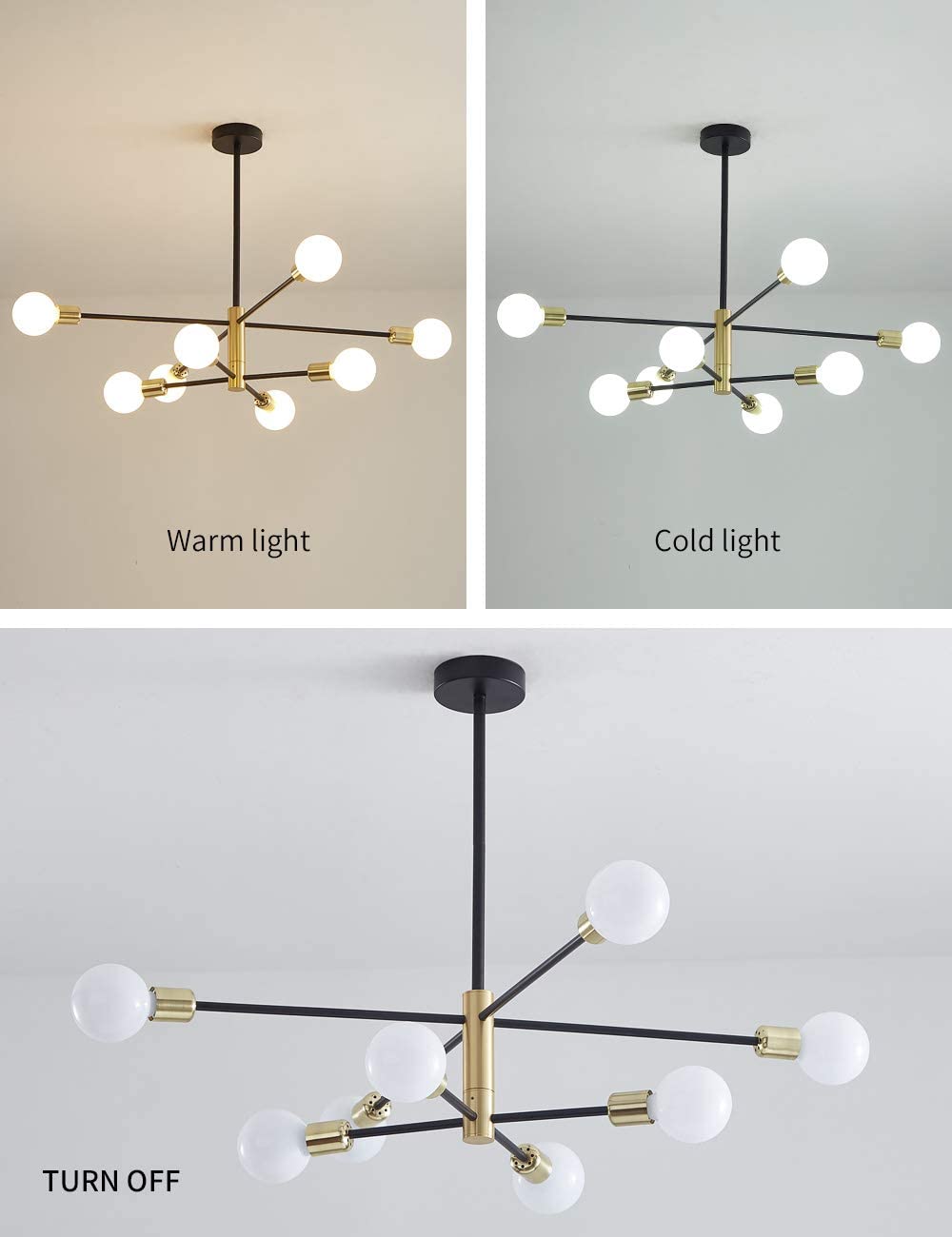 Sputnik Chandelier Mid Century Pendant thumbnail 3