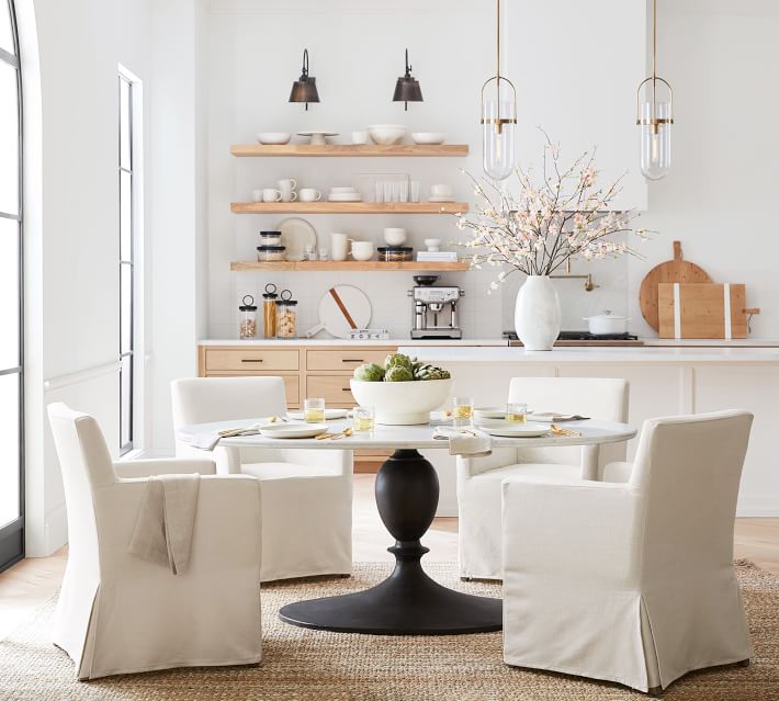 Chapman Oval Marble Pedestal Dining Table thumbnail 2