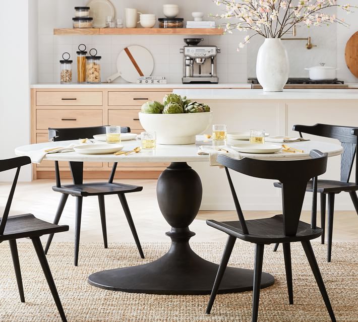 Chapman Oval Marble Pedestal Dining Table thumbnail 3