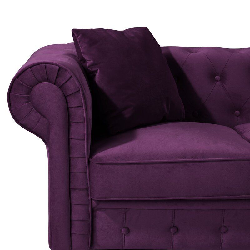 Mayorga Velvet Chesterfield Rolled Arm Sofa thumbnail 4