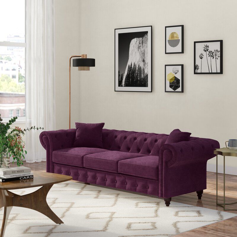 Mayorga Velvet Chesterfield Rolled Arm Sofa thumbnail 6