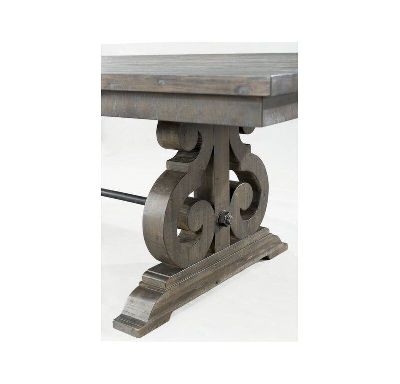 Extendable Rubberwood Solid Wood Trestle Dining Table thumbnail 6