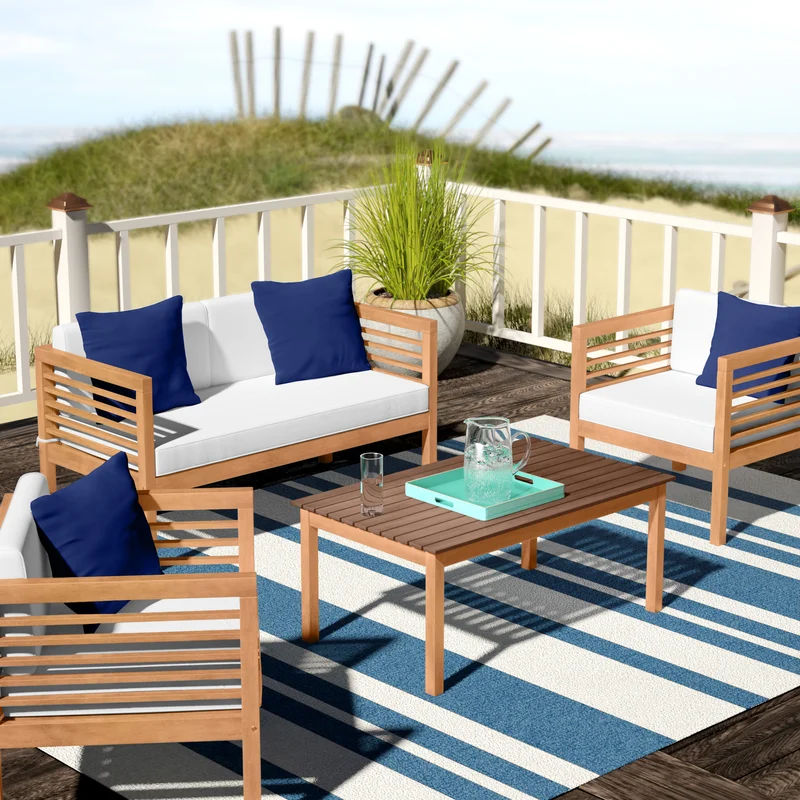 Daytona 4 Piece Sofa Seating Group with Cushions1 thumbnail 3