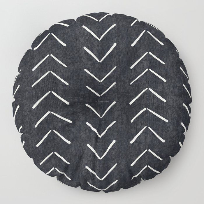 Mudcloth Big Arrows in Black and White Floor Pillow With Insert-26"x8" thumbnail 2