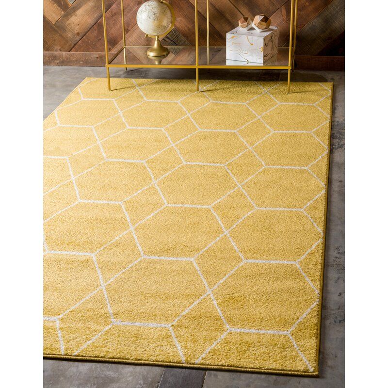 Elborough Geometric Yellow Area Rug-10'x13' thumbnail 2