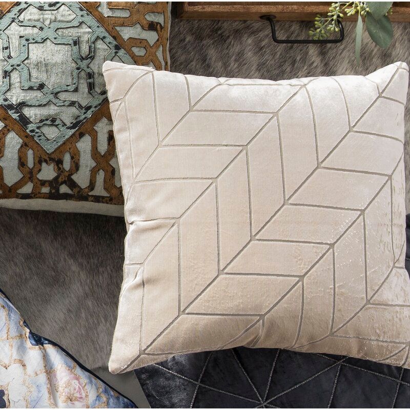 Novak Cut Chevron Square Velvet Throw Pillow With Insert-18"x18" thumbnail 2