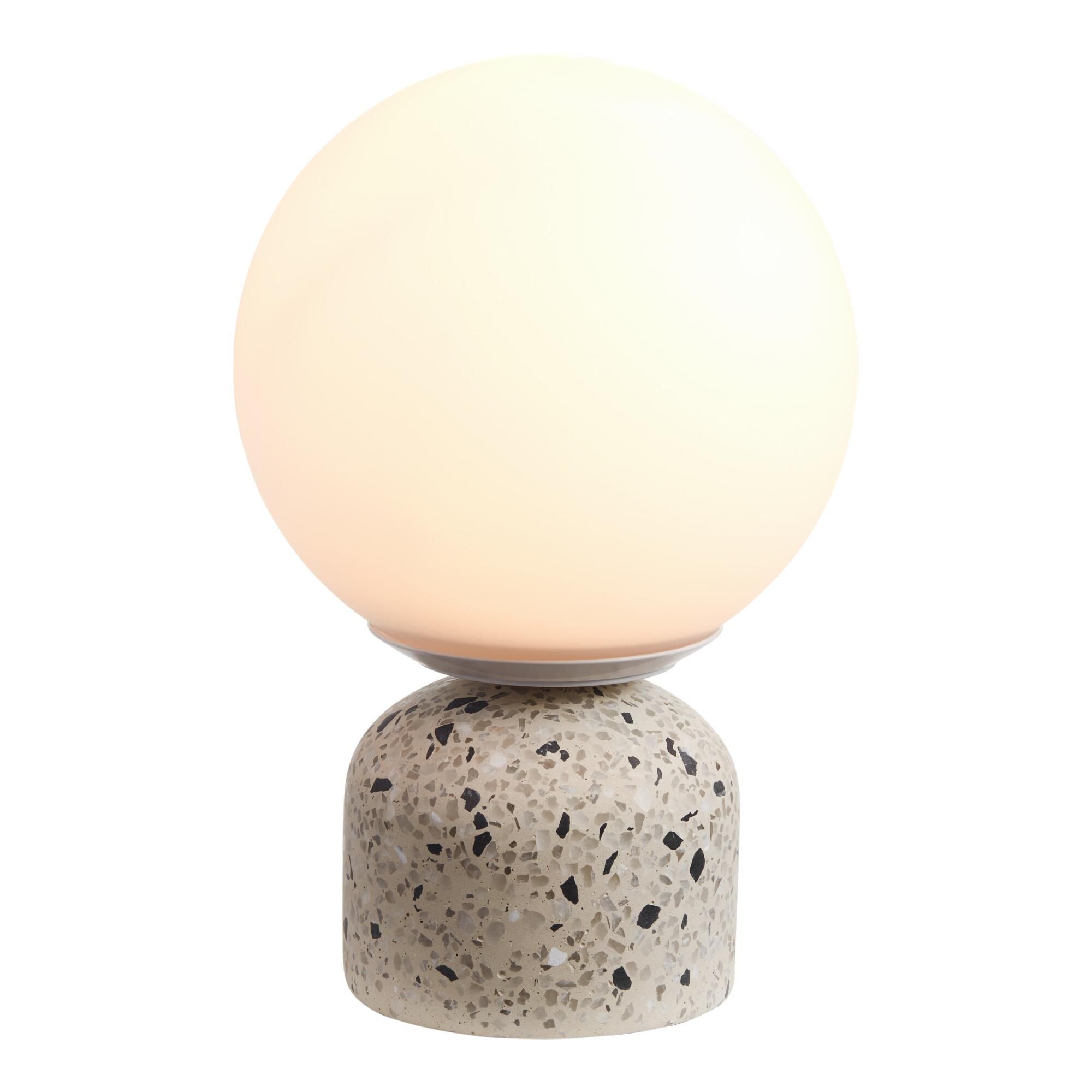 Terrazzo And Frosted Glass Globe Table Lamp thumbnail 2