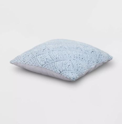 Square Heathered Macrame Throw Pillow thumbnail 3