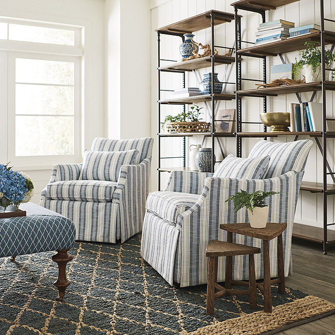 Larkin Swivel Glider in Pria Azure InsideOut Performance Fabric Stocked thumbnail 3