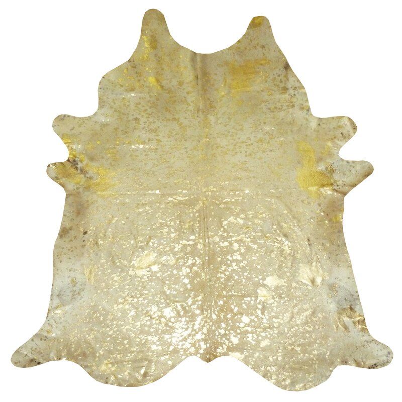 Bien Cowhide Gold Area Rug-6'8"x7'6" thumbnail 2