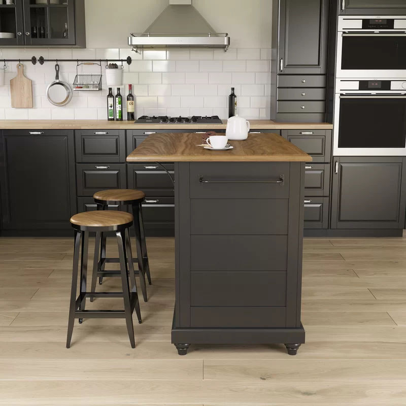 Kanisha Gilchrist Kitchen Island Set with Manufactured Wood Top thumbnail 2