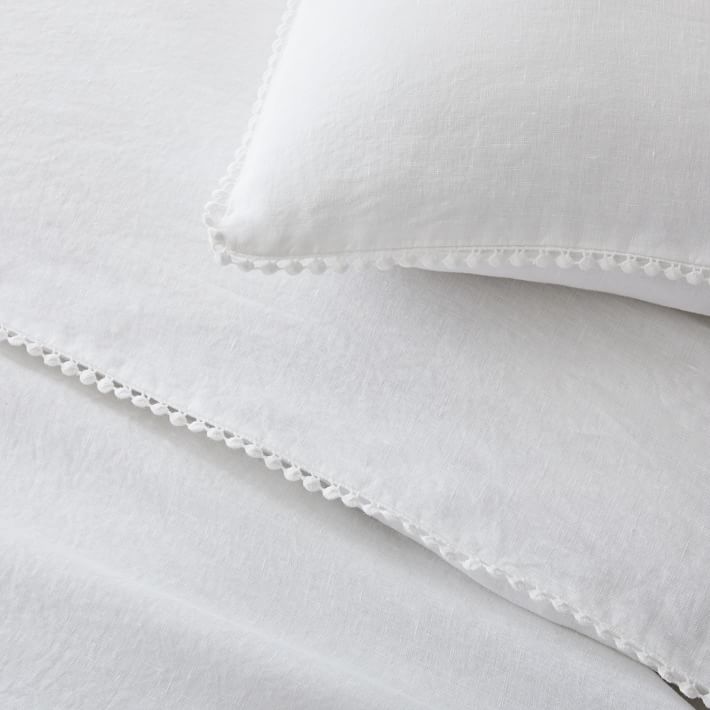 European Flax Linen Pom Pom Duvet Cover thumbnail 4