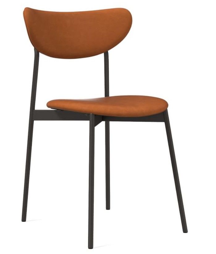 Mid Century Modern Petal Upholstered Dining Chair Leather thumbnail 2
