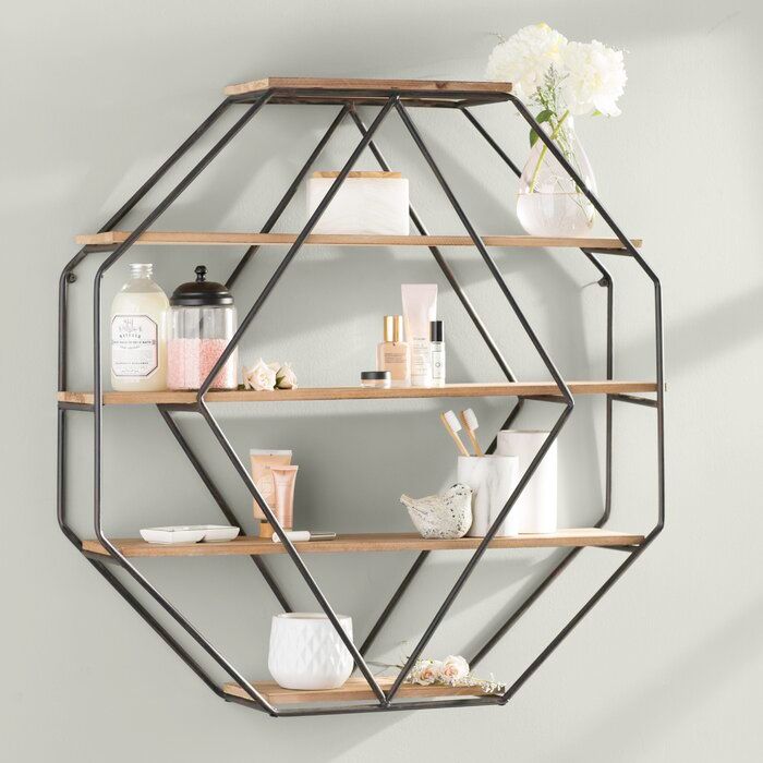 Kennesaw Five Piece Hexagon Solid Wood Floating Shelf thumbnail 2