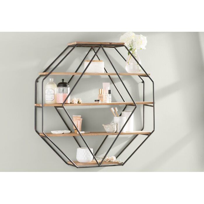 Kennesaw Five Piece Hexagon Solid Wood Floating Shelf thumbnail 3