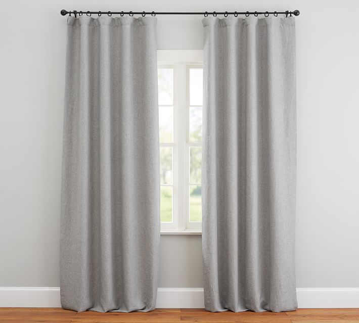 Custom Belgian Flax Linen Rod Pocket Curtain Chambray Gray thumbnail 3