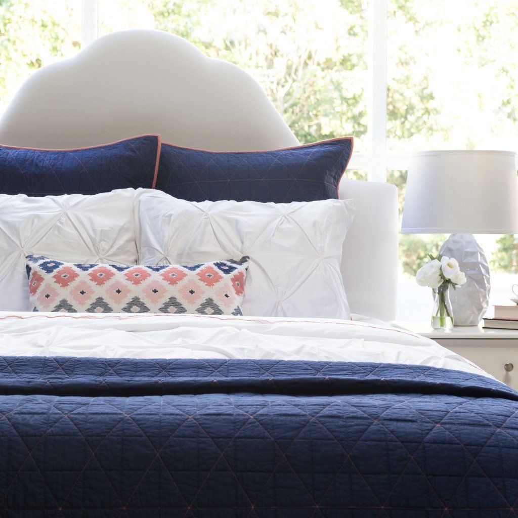 THE DIAMOND BOX STITCH NAVY BLUE SHAM thumbnail 2