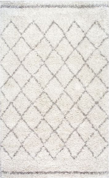 Natural Soft Trellis Shag 6' 7" x 9' Area Rug thumbnail 2