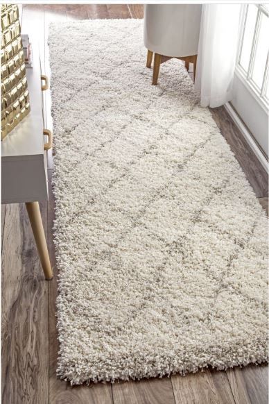 Natural Soft Trellis Shag 6' 7" x 9' Area Rug thumbnail 3