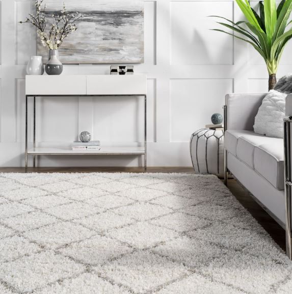 Natural Soft Trellis Shag 6' 7" x 9' Area Rug thumbnail 7