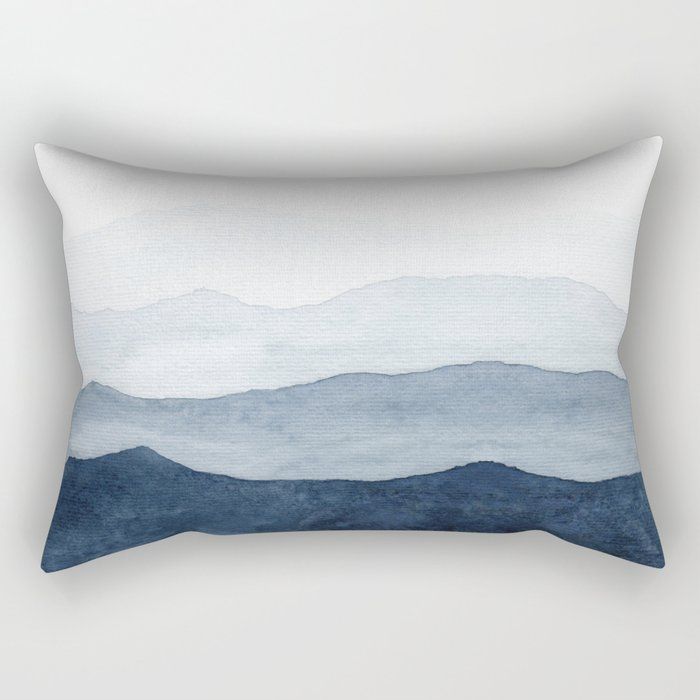 Indigo Abstract Watercolor Pillow With Insert-20"x14" thumbnail 2