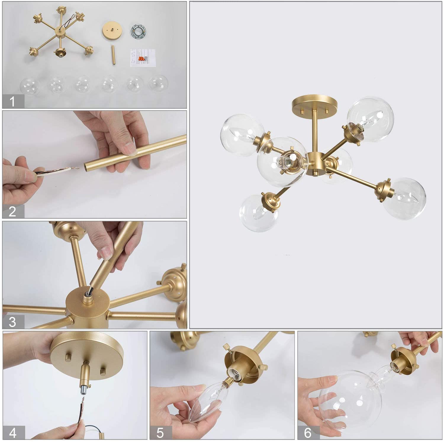 KSANA Gold Semi Flush Mount Ceiling Light thumbnail 2