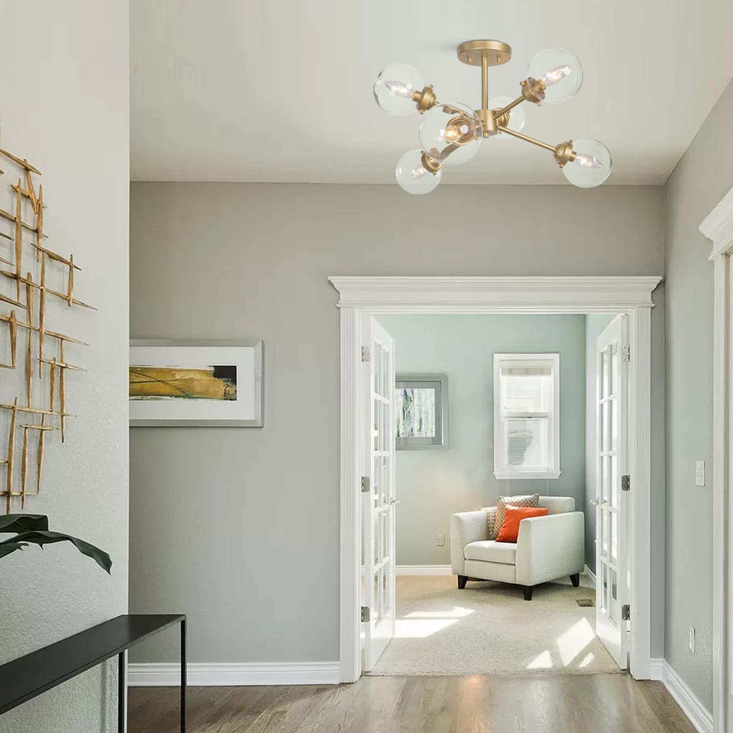 KSANA Gold Semi Flush Mount Ceiling Light thumbnail 4