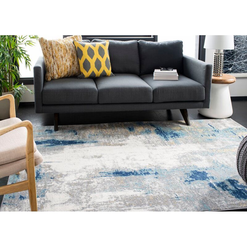 Muro Abstract Gray Navy Area Rug thumbnail 2