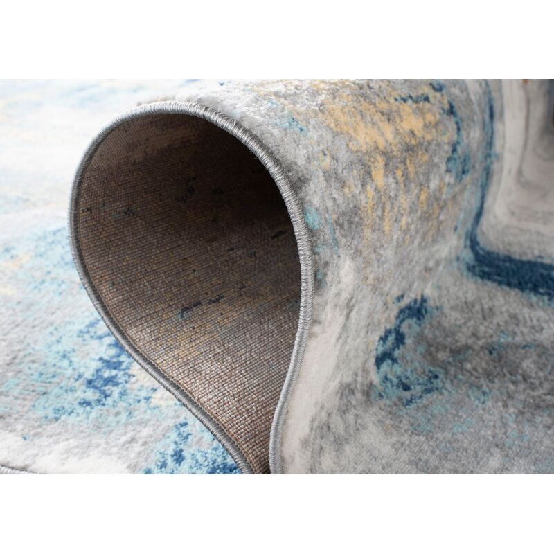 Muro Abstract Gray Navy Area Rug thumbnail 4
