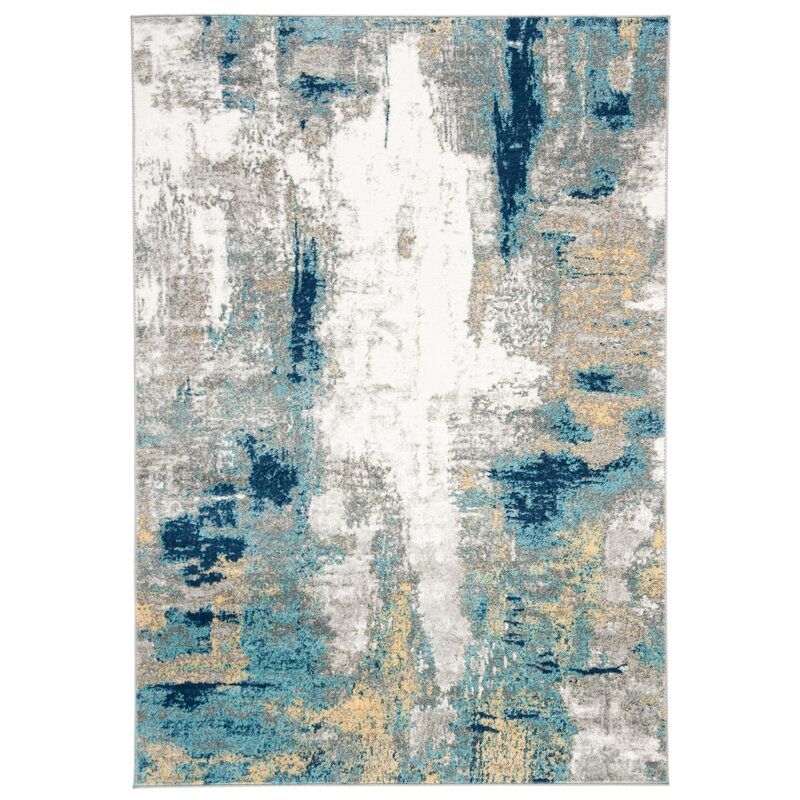 Muro Abstract Gray Navy Area Rug thumbnail 5