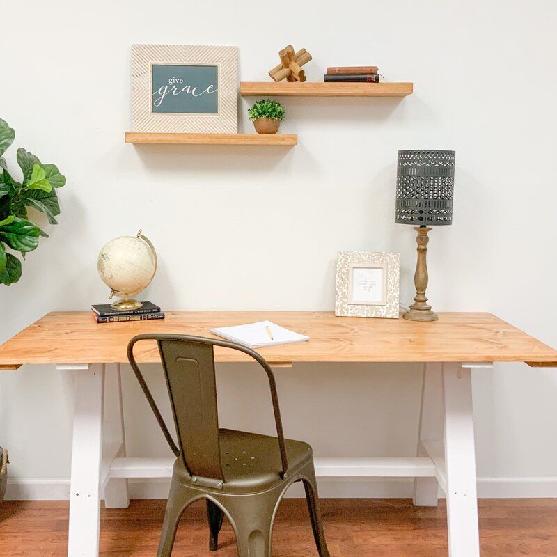 Evonne 2 Piece Pine Solid Wood Floating Shelf thumbnail 2