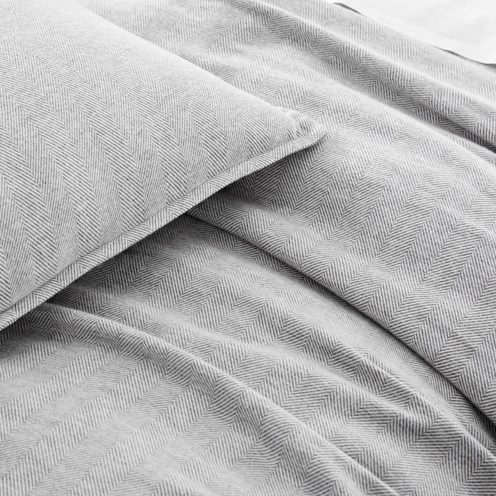Organic Flannel Herringbone Duvet Cover thumbnail 2
