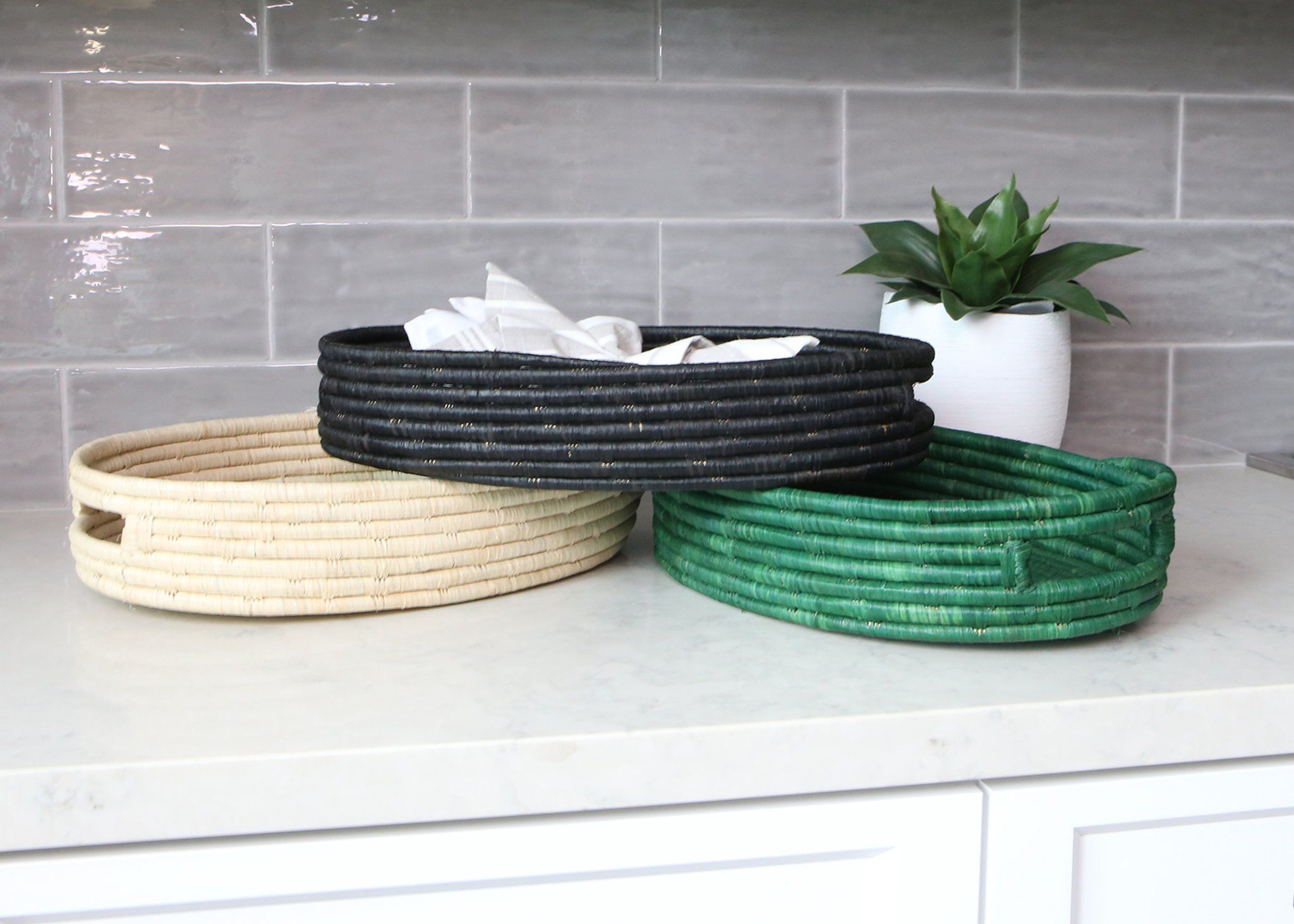 Natural Raffia Bread Basket With Handles thumbnail 3