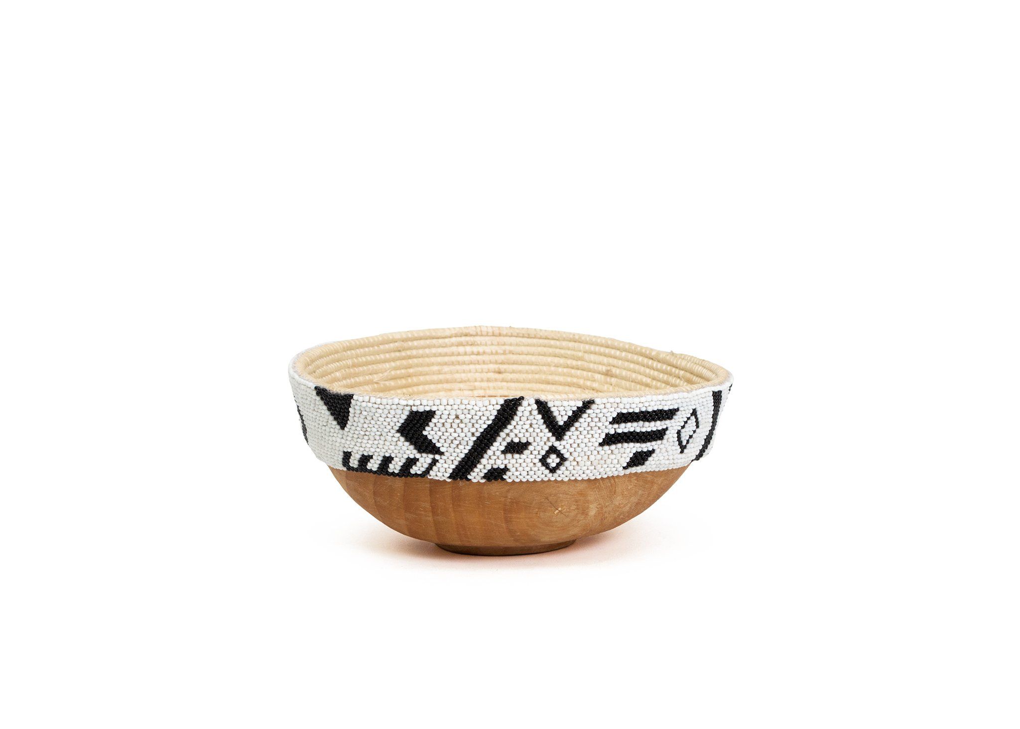 Medium Biko Beaded Wooden Bowl I thumbnail 5