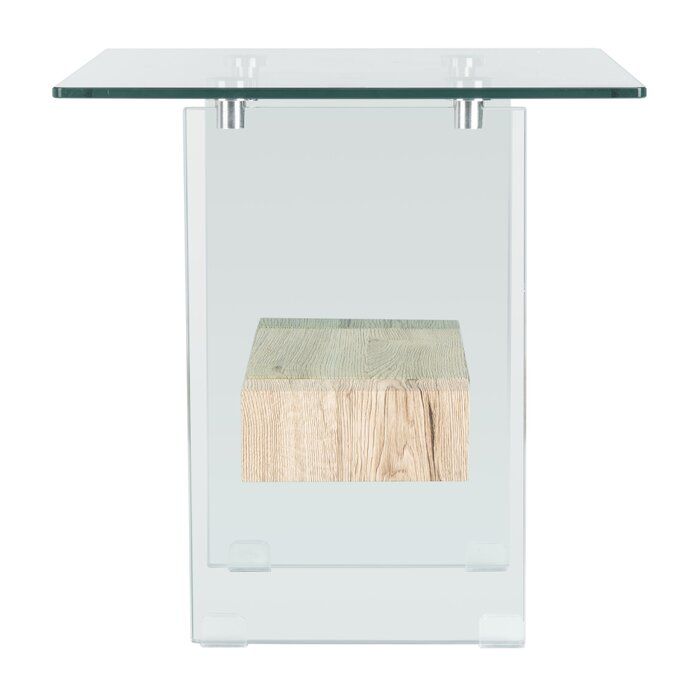 Kayley Glass Top Sled End Table with Storage thumbnail 3