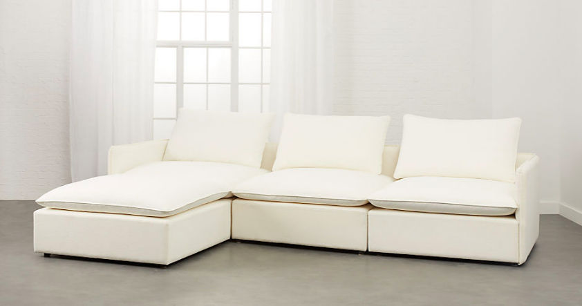 LUMIN WHITE LINEN 4 PIECE SECTIONAL SOFA thumbnail 2