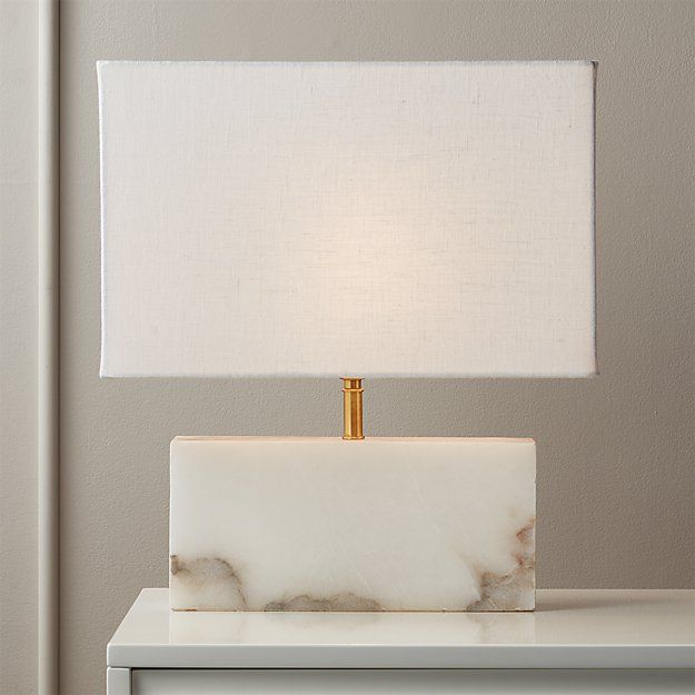 White Alabaster Rectangle Table Lamp thumbnail 2